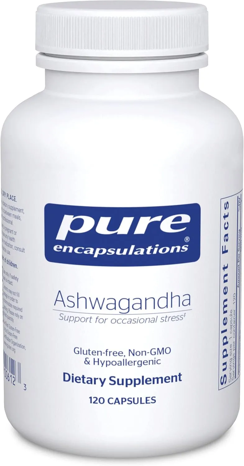 Pure Encapsulations Ashwagandha - Adaptogen Supplement for Thyroid Support, Joints, Stress, Focus, and Memory* - with Ashwagandha Extract - 120 Capsules Pure Encapsulations Ashwagandha - Adaptogen Supplement for Thyroid Support, Joints, Stress, Focus, and Memory* - with Ashwagandha Extract - 120 Capsules