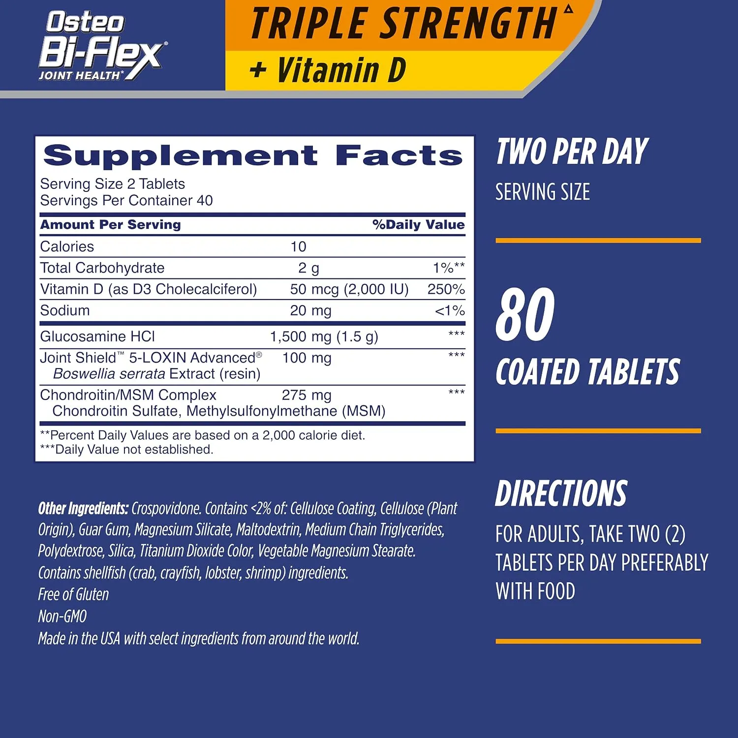 Osteo Bi-Flex Triple Strength with Vitamin D Glucosamine Chondroitin Joint Health Supplement, Coated Tablets, Red, 120 Count Osteo Bi-Flex Triple Strength with Vitamin D Glucosamine Chondroitin Joint Health Supplement, Coated Tablets, Red, 120 Count
