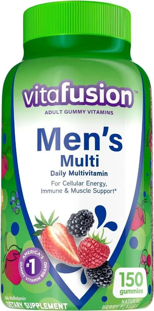 vitafusion Adult Gummy Vitamins for Men, Berry Flavored Daily Multivitamins for Men With Vitamins A, C, D, E, B6 and B12, America’s Number 1 Gummy Vitamin Brand, 75 Day Supply, 150 Count vitafusion Adult Gummy Vitamins for Men, Berry Flavored Daily Multivitamins for Men With Vitamins A, C, D, E, B6 and B12, America’s Number 1 Gummy Vitamin Brand, 75 Day Supply, 150 Count