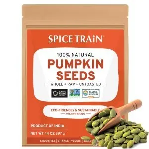 SPICE TRAIN, Raw Pumpkin Seeds (14oz Resealable Bag) Gluten Free Snacks