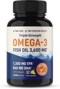 Fish Oil Omega 3 + EPA & DHA, 3600 mg