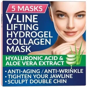 Stylia Double Chin Sculptor - V Line Chin Strap - Toning Hydrogel Collagen Mask with Hyaluronic Acid & Aloe Vera