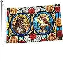 Beauty and Beast Fairytale Glass Seasonal Welcome Garden Flag