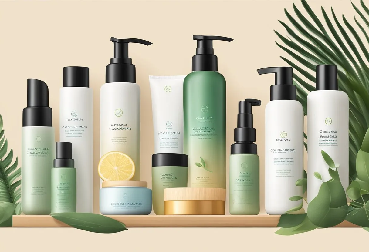 Conclusion face cleansers arranged neatly on a shelf, surrounded by skincare products and natural elements