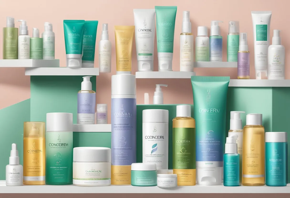 A display of premium skin care products by Concern-Specific Solutions, showcasing their best of the best items