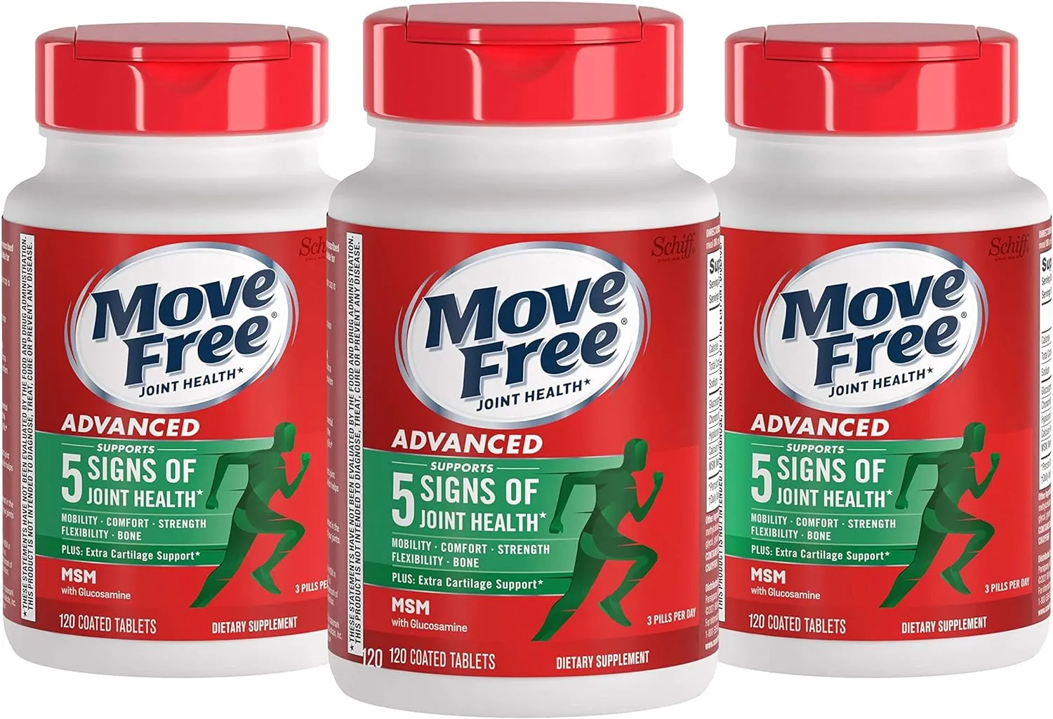 Move Free Advanced Glucosamine Chondroitin MSM Joint Support Supplement, Supports Mobility Comfort Strength Flexibility Bone - 120 Tablets (40 servings)* Move Free Advanced Glucosamine Chondroitin MSM Joint Support Supplement, Supports Mobility Comfort Strength Flexibility Bone - 120 Tablets (40 servings)*