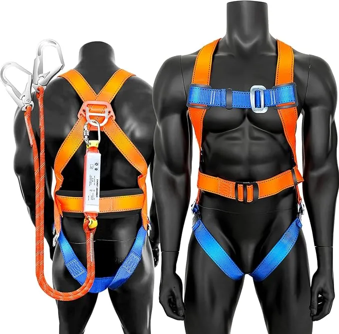 Full Body Safety Harness Tool Fall Protection,OSHA/ANSI Compliant,ASTM F1774certified | INTERNAL Shock Absorbing Lanyard