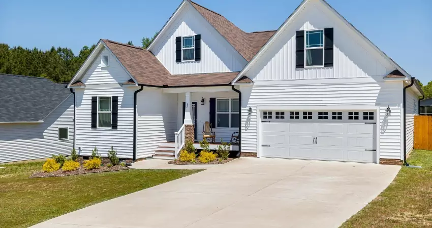 large house with a garage door