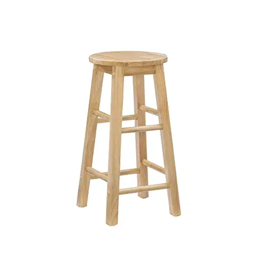 Linon Natural Barstool with Round Seat, 24-Inch