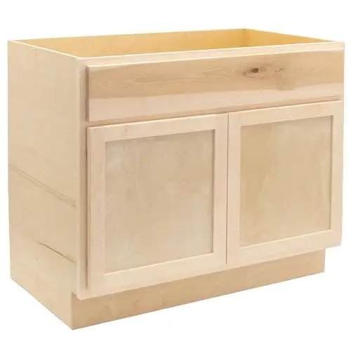 Quicklock RTA (Ready-to-Assemble) | Base Kitchen Cabinets - Shaker Style | Made in America (Raw Maple, 36" Wx34.5 Hx24 D Sink Base)