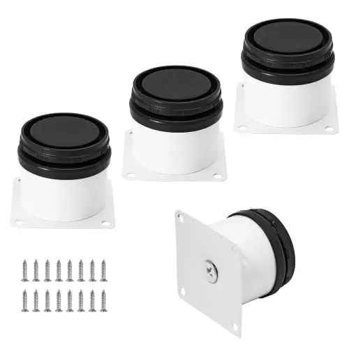 Kyuionty Set of 4 Stainless Steel Furniture Legs 2 Inch, Adjustable Round Cabinet Legs 2" Dia Kitchen Feet, Metal Replacement Legs for Cabinet Sofa Couch Shelves Table (White)
