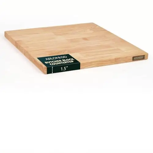 Hevea Butcher Block Countertop, 25"×24"×1.5" Solid Wood Butcher Block, Unfinished Wood Table Top DIY Cut for Kitchen Island, Bakery Worktable, Washer Dryer Countertop, Living and Dining Room Table 2ft
