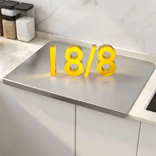 304 Stainless Steel Cutting Boards for Kitchen, Food Prep Board with L-Shaped Edge, Non-Slip Pads Included, Hygienic Easy to Clean, suitable for cutting meat, fruits,vegetables,bread 27.6"x15.4"