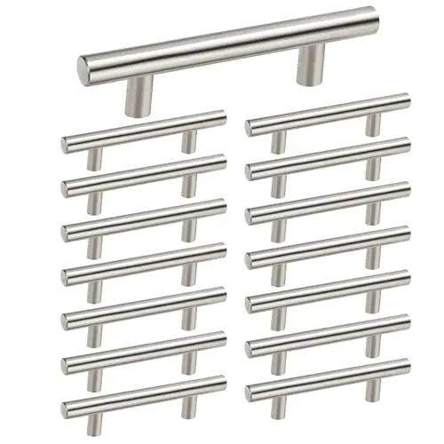 homdiy 15 Pack Brushed Nickel Cabinet Pulls 3 Inch Handles Stainless Steel Cabinet Hardware for Kitchen and Bathroom Cabinets, 5 Inch Overall Drawer Pull