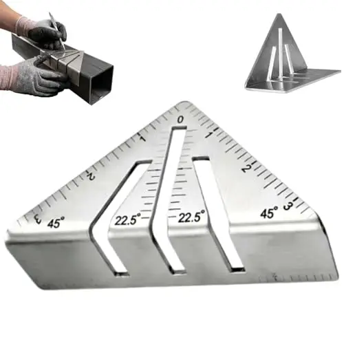 Professional Heavy Duty Metalworking Miter Square, 22.5°-90° Precision Triangle Ruler with Angle Guides, Carpenter Measuring Layout Tool for Framing, Saw Marking, DIY Projects (8in)