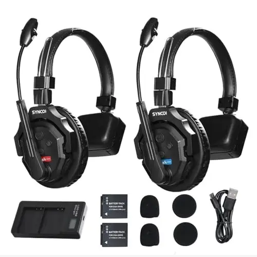 SYNCO XTALK X2 Wireless Headset Intercom System 2.4GHz 400 Meters Noise Cancellation Communication Headset for 2 Persons Live Streaming Movie Shoot Team Communication