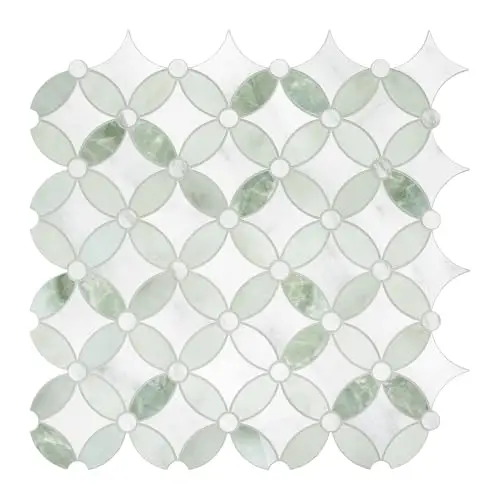 SUNWINGS 10-Sheet Peel and Stick Backsplash Coin Waterjet Tile, 11.2" x 11.2" Green Marble Looks Self Adhesive Wall Tile Stick on Backsplash for Kitchen, Bathroom, Fireplace, Shower