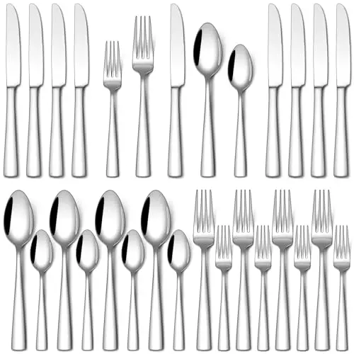 Stapava 20 Piece Silverware Set, Food-Grade Stainless Steel Flatware Sets for 4 Mirror Polished Cutlery Utensil Sets Include Dinner Knives Spoons and Forks Set Dishwasher Safe for Home Restaurant