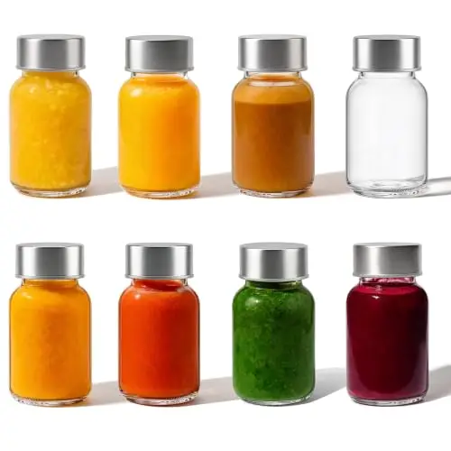 Danmu Glass Juice Bottles with Lids 3oz 8 Pack