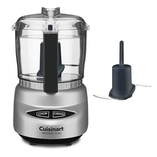 Cuisinart Mini-Prep Plus Food Processor, 3 Cup Mini Food Processor to Chop Herbs, Vegetables, and Hard Cheese, 3 Cup Work Bowl, Reversible Stainless Steel Blade, DLC-2ABC, Brushed Chrome