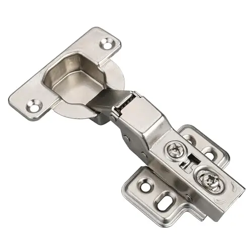 Luokim 2 Pcs 40mm Cup Half Overlay Soft Close Cabinet Hinges Only for Thick Door(18-28mm), Durable, Quiet & Heavy Duty European Concealed Hinges with Screws, Nickel Plated for Frameless Cabinets