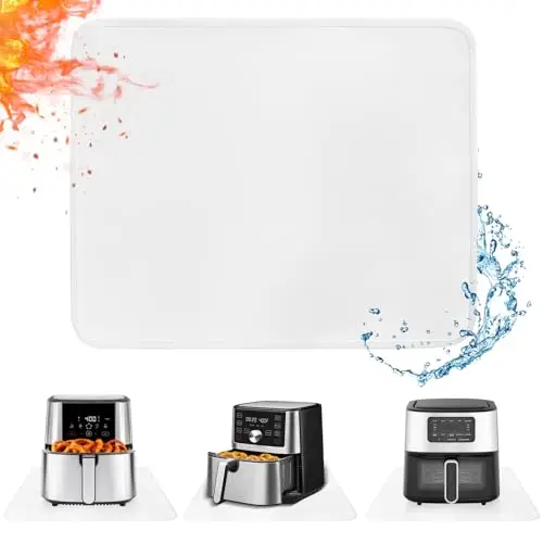 Heat Resistant Mat for Air Fryer, 12 x 14in Heat Resistant Mat for Countertop, Fireproof Silicone Countertop Protector Appliance Slider Hot pod for Air Fryer, Coffee Maker, Toaster, Oven (White)