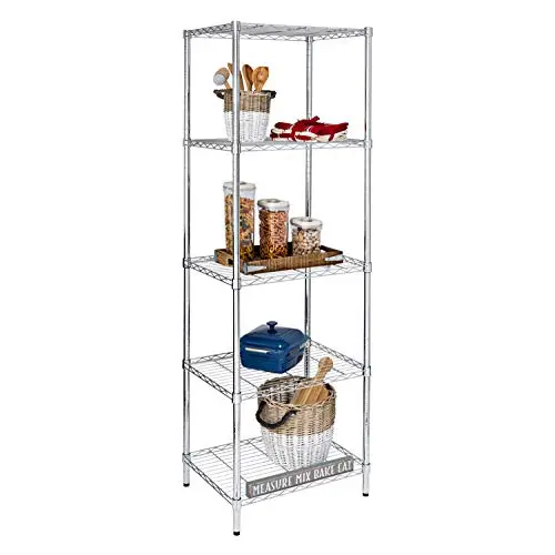 Brutis 5-Tier Heavy Duty Adjustable Shelving Unit, 250-lb Per Shelf NSF Certified Metal Storage Rack, Chrome Wire Shelf for Kitchen Pantry Garage, 24 x 18 x 72 in