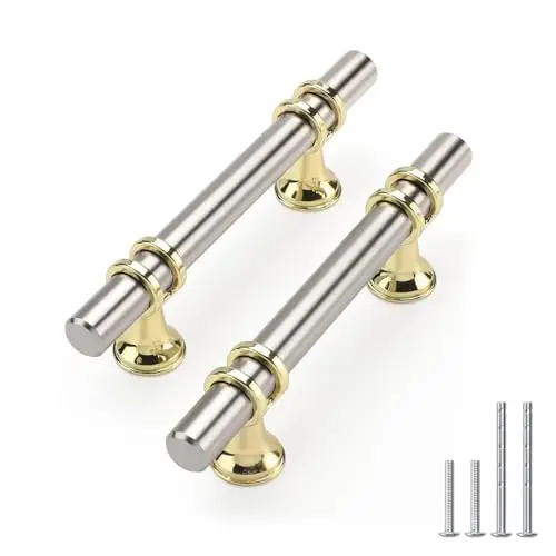 Rergy 10 Pack Brushed Nickel Cabinet Pulls Kitchen Cabinet Handles, 3inch Cabinet Pullls Brushed Nickel&Gold Kitchen Pulls Cabinet Handles Zinc Alloy Hardware for Cupboard,Closet,Cabinets