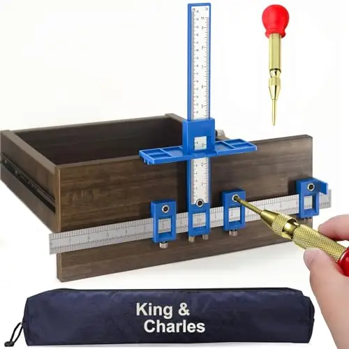 King&Charles Cabinet Hardware Jig, Cabinet Handle Jig with Automatic Center Punch, Avoid Jitter Caused by Direct Drilling. Use for Handles and Pulls on Drawers/Doors, Perfect Set.