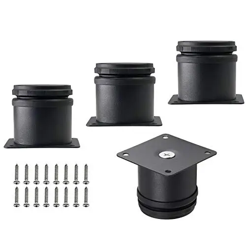 Kyuionty Set of 4 Stainless Steel Furniture Legs 2 Inch, Adjustable Round Cabinet Legs 2" Dia Kitchen Feet, Metal Replacement Legs for Cabinet Sofa Couch Shelves Table (Black)
