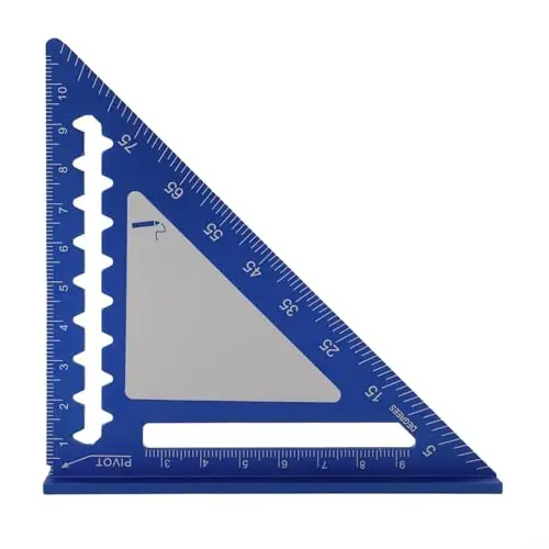 FABULETTA 4 Inch Square Triangle Ruler Aluminium Alloy Woodworking Layout Tool Saw Guide For Cutting Miter Angle Finder Framing(Blue)