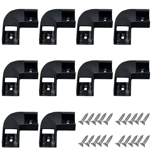 HAMRVL 10Pcs Black Led Diffuser Channel Corner Kit for Led Strip Lights L Shape 45X45 90 Degree Connectors for U Shape Kitchen Cabinets LED Aluminum System 17.2X7mm with Screw Angle Turning Solution