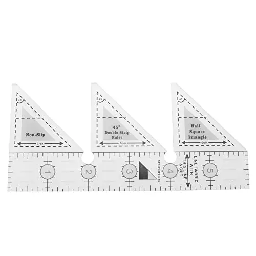 JCBIZ 45 Degree 6" Double Strip Ruler Acrylic Non-Slip Triangle Cutting Guide Creative Ruler Grids