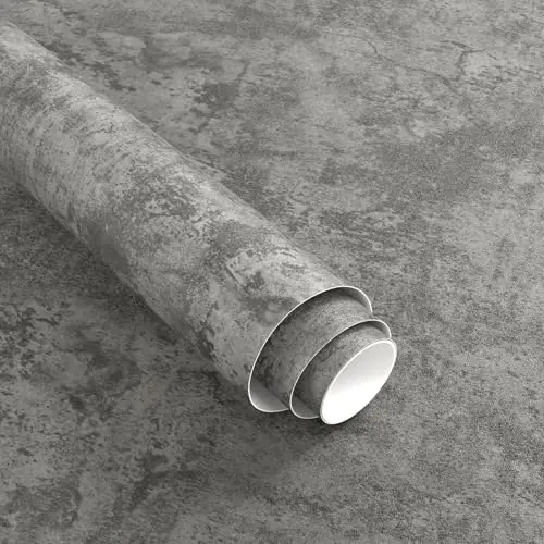 Magielif Thick Grey Cracked Concrete Peel and Stick Wallpaper (Sample) Waterproof Gray Cement Contact Paper DIY Vinyl Matte Grey Modern Industrial Wallpaper for Countertops Fridge Cabinets 12"x79"