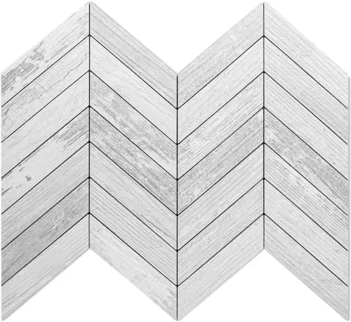 DICOFUN 10-Sheet White Wood Peel and Stick Backsplash, Vintage PVC Stick on Backsplash Wall Tiles for Kitchen and Bathroom