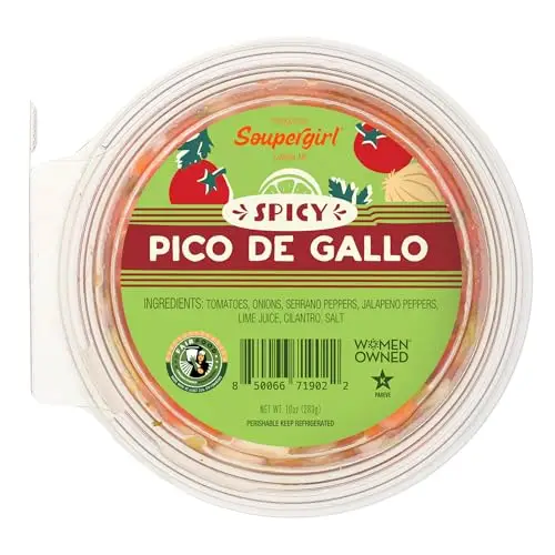 Soupergirl Pico de Gallo Spicy Salsa | Fresh Chunky Salsa | Kosher, Preservative-Free, Women-Owned, Fair Food Certified, 10oz
