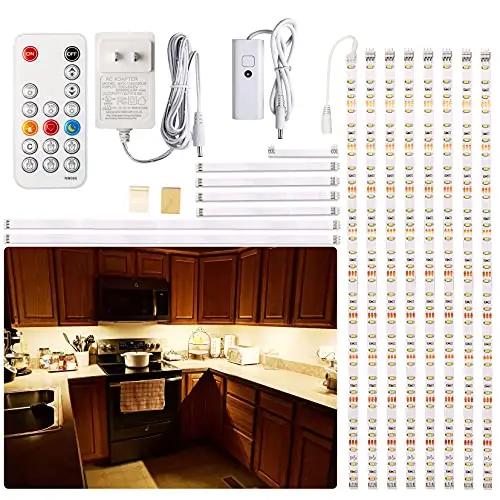 WOBANE 8PCS 20inch Under Cabinet Lighting with Remote,Warm White LED Light
