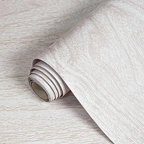 Lativo White Wood Contact Paper for Cabinets and Drawers Wood Grain Peel and Stick Wallpaper for Furniture Table Shelf Liner Self-Adhesive Wallpaper Vinyl Waterproof Easy to Install/Clean 18inW 393inL
