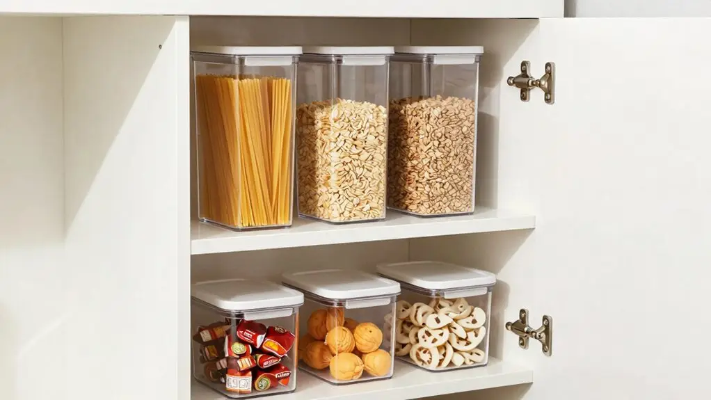 clear bins and storage risers