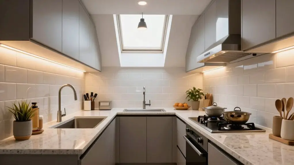 layered light for small kitchens