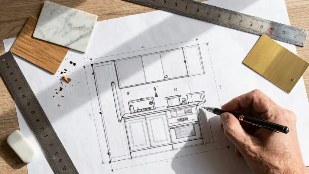precise kitchen dimensions and labels
