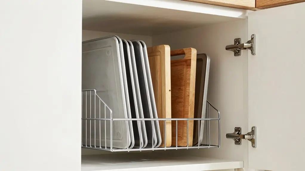 stand sheet pans upright