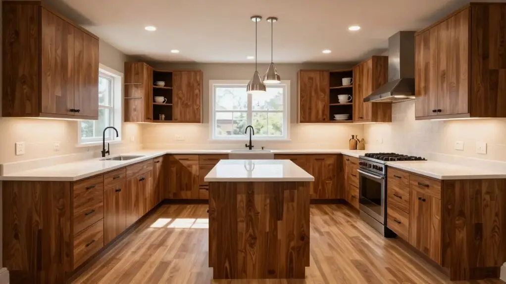 three wall u shaped kitchen storage