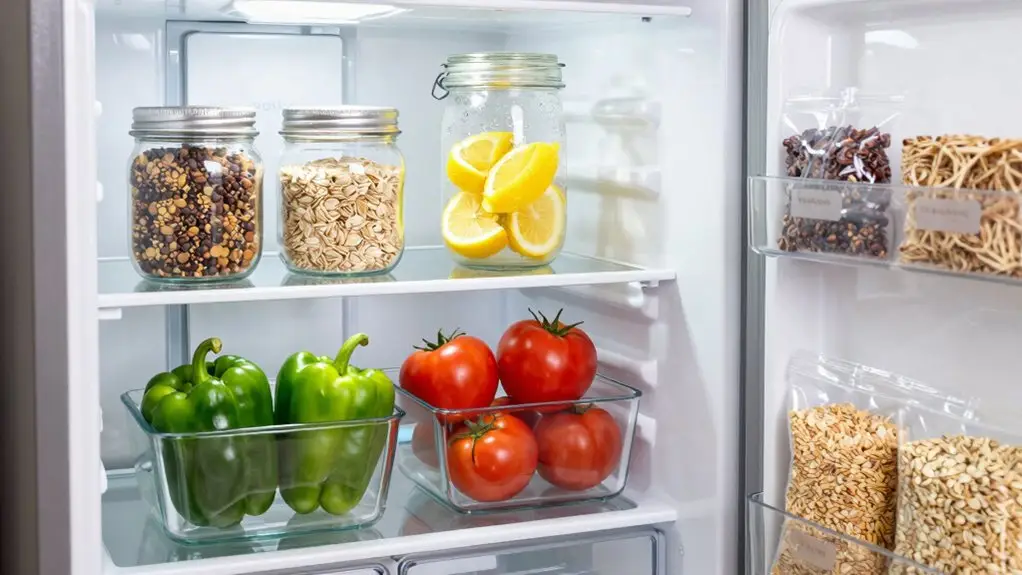 clear bins for food types