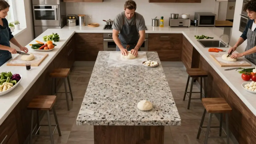 clear u shaped kitchen flow