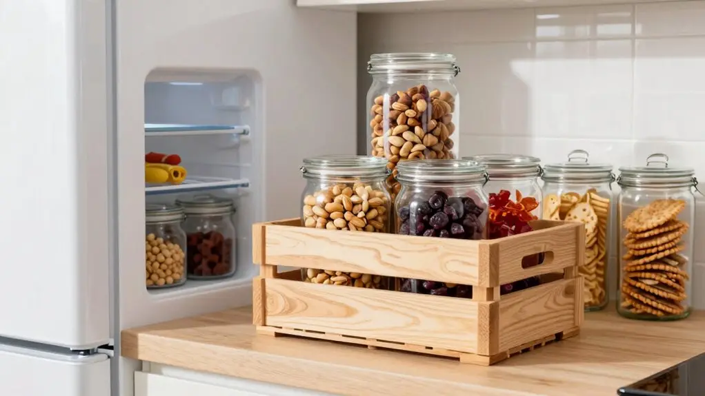 grab snacks by the fridge