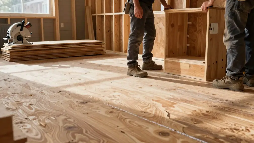 hardwood flooring before cabinets