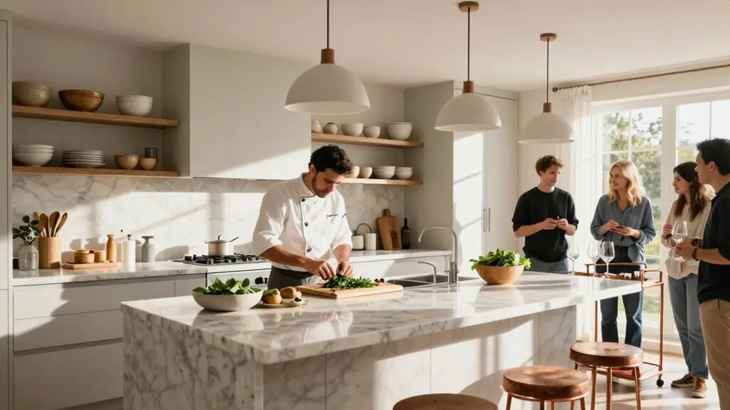 kitchen zones for mingling flow