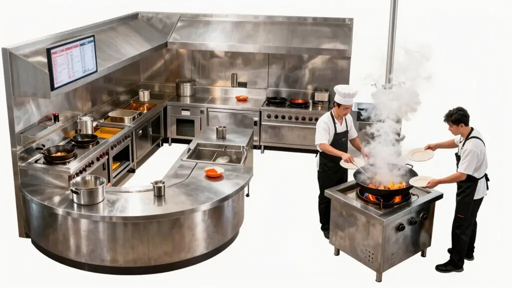 menu driven kitchen workflow layout