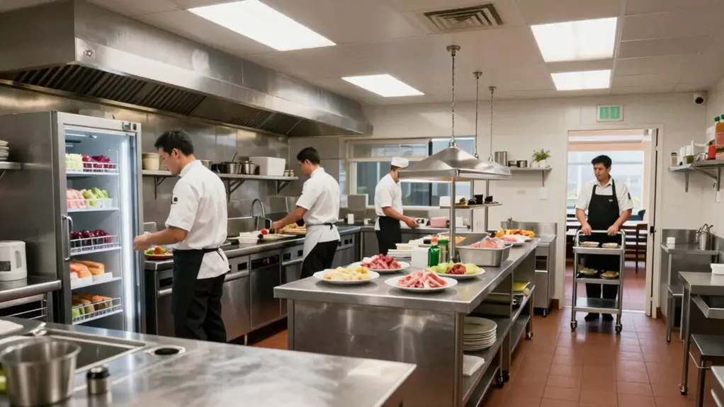 one way five zone kitchen flow
